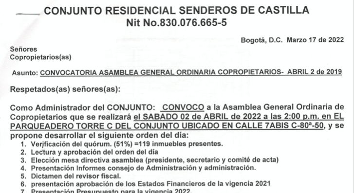 Asamblea 2022: Convocatoria, Poder de Representación y Cartera